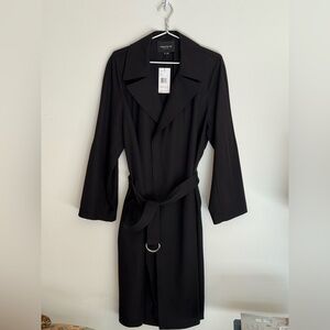 Lafayette 148 New York Black Trench Belted Coat XL